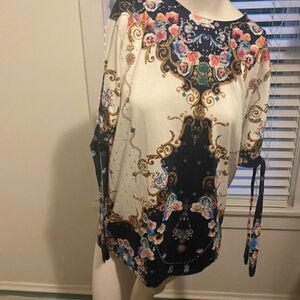 Exclusive Floral print cold shoulder tunic, size XL